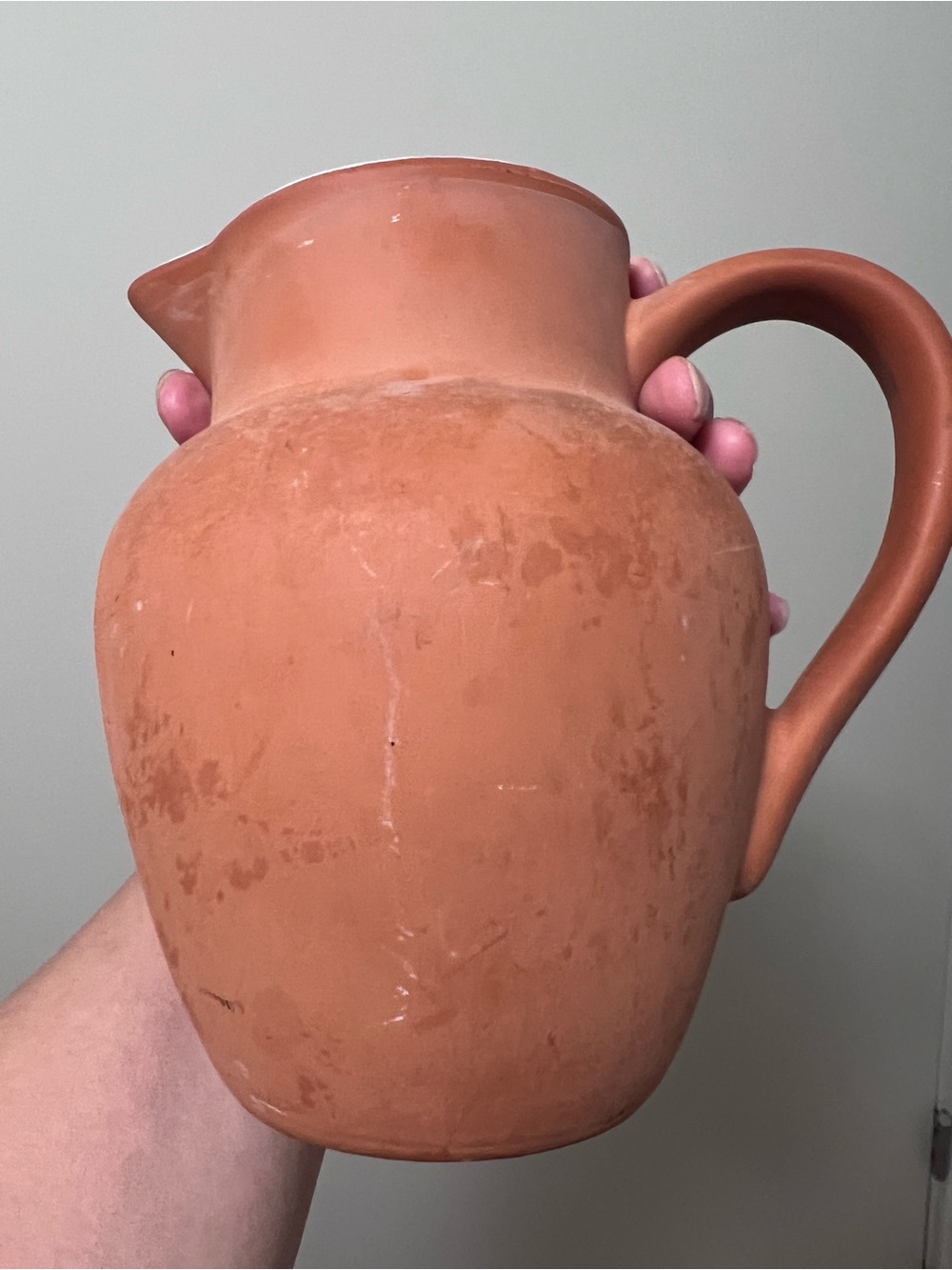 Vintage Rustic Terracotta Water Pitcher Jug - Handmade Earthen Clay Vase